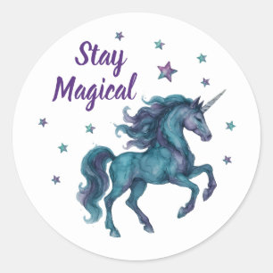 Adesivo Pentes de Unicórnio Mágico Teal e Roxo