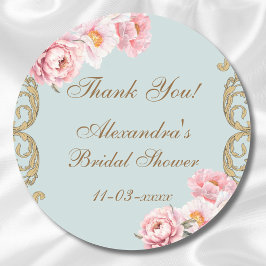 Adesivo Peônia Azul Empoeirado Antigo Bridal Shower Agrade