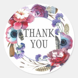 Adesivo Peônia do Wildflower floral com o obrigado das