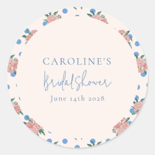 Adesivo Peônia Floral Retro Pontos Azuis Chá de Noiva Pers