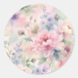 Adesivo Peônia Floral Rosa Suave em Aquarela