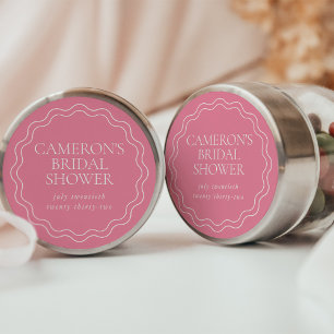 Adesivo Peônia Rosa Borda Ondulada de Conchas para Chá d