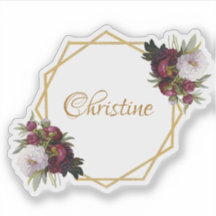 Peônias Burgundy Dourado Feminino Nome Floral Geom