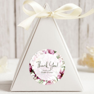 Adesivo Peônias Rosa Borgonha Favor de Casamento Floral