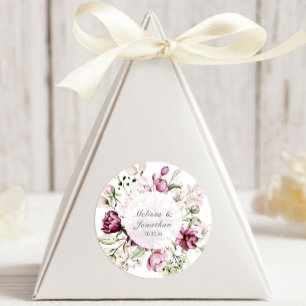 Adesivo Peônias Rosa Borgonha Floral Casamento