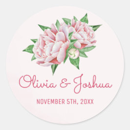 Adesivo Pêonias Rosa Vinhetas De Casamento Por Aquarela
