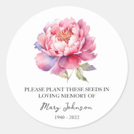 Adesivo Peony Memorial Funeral Seed Packet