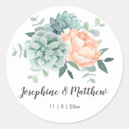 Adesivo Peony Succulents Floral Watercolor Casamento
