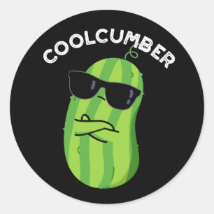 Adesivo Pepino Engraçado Veggie Cucumber Pun Dark BG