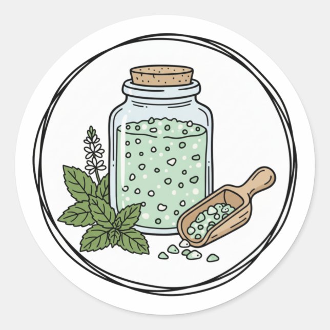 Adesivo Peppermint Scrub Label Illustration | Mint Spa  (Frente)