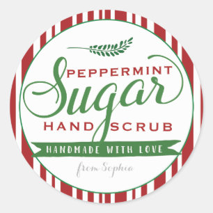 Adesivo Peppermint Sugar Scrub Labs Personalizados Mason J