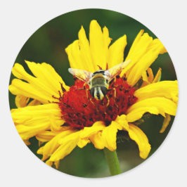 Adesivo Pequena Abelha Coloca-se no Florim Amarelo Laranja