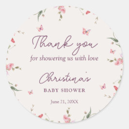 Adesivo Pequena Borboleta Chá de fraldas Aquarela Obrigado