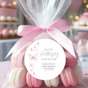 Adesivo Pequena Borboleta Rosa Chá de fraldas de Aquarela