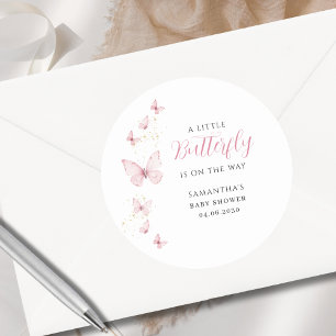 Adesivo Pequena Borboleta Rosa Chá de fraldas de Aquarela