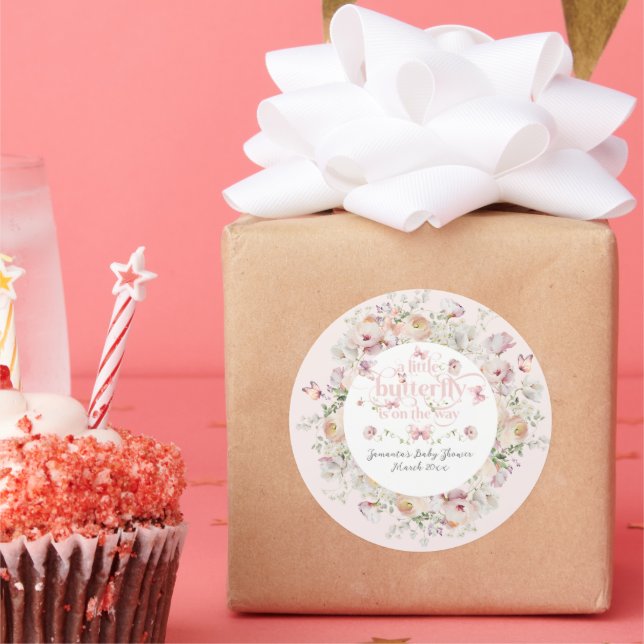 Adesivo Pequena Buterfly Blush Floral Chá de fraldas (Festa)