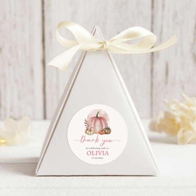 Adesivo Pequena Chá de fraldas Rosa-De-Abóbora Obrigado (Criador carregado)