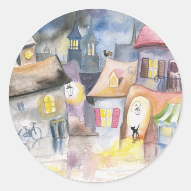 Adesivo Pequena cidade à noite (Frente)