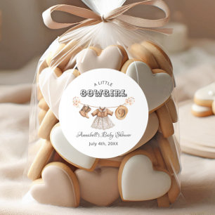 Adesivo Pequena Cowgirl Hat Boots Chá de fraldas De Vestid