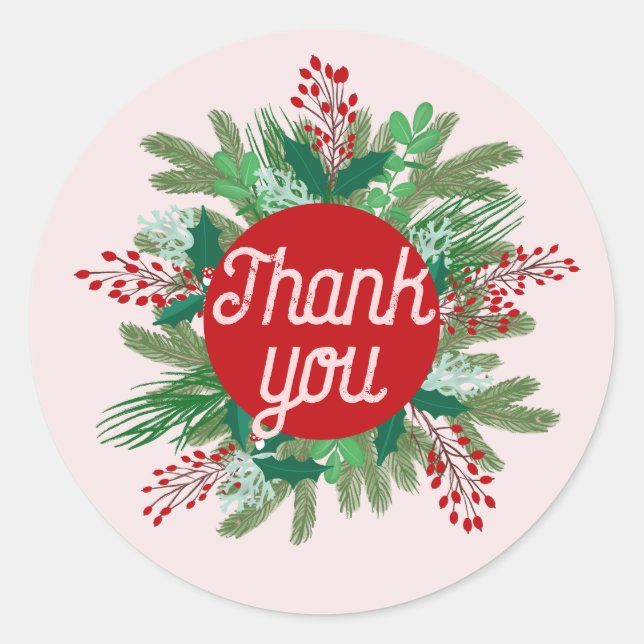 Adesivo Pequena empresa Obrigado Feriado, cor-de-rosa verm (Frente)