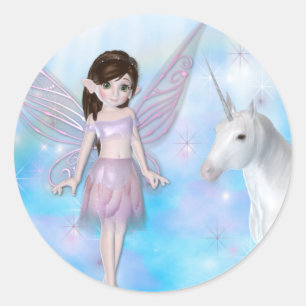 Adesivo Pequena Fada com Designs Unicorn