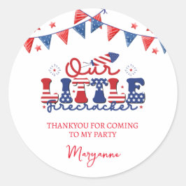 Adesivo Pequena Festa de aniversário do Firecracker, graça