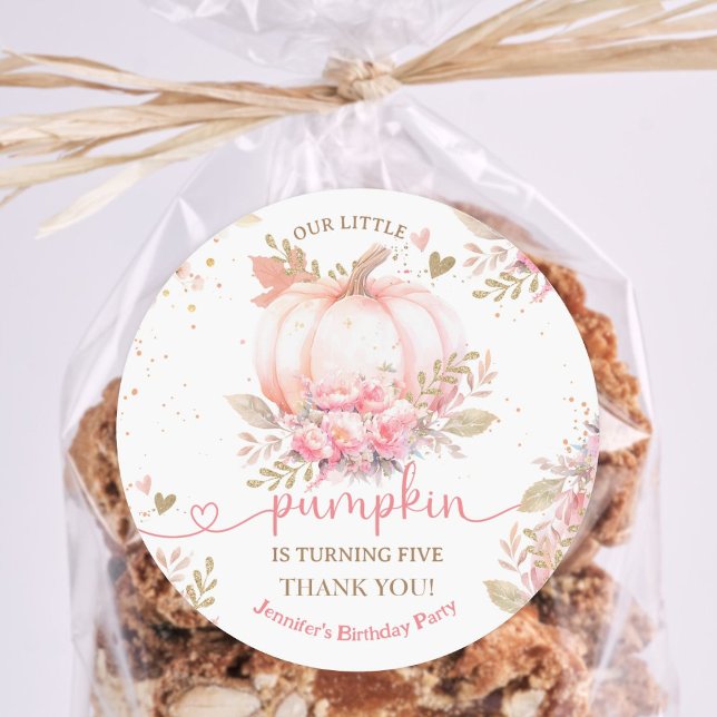 Adesivo Pequena Garota Floral Rosa-Pumpkin Cai 5 Aniversár (Criador carregado)