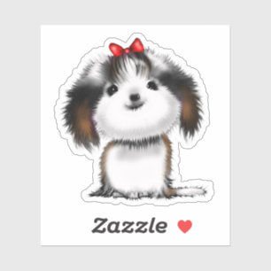 Adesivo Pequena Ilustração Animada de Cachorrinho Shih-tzu