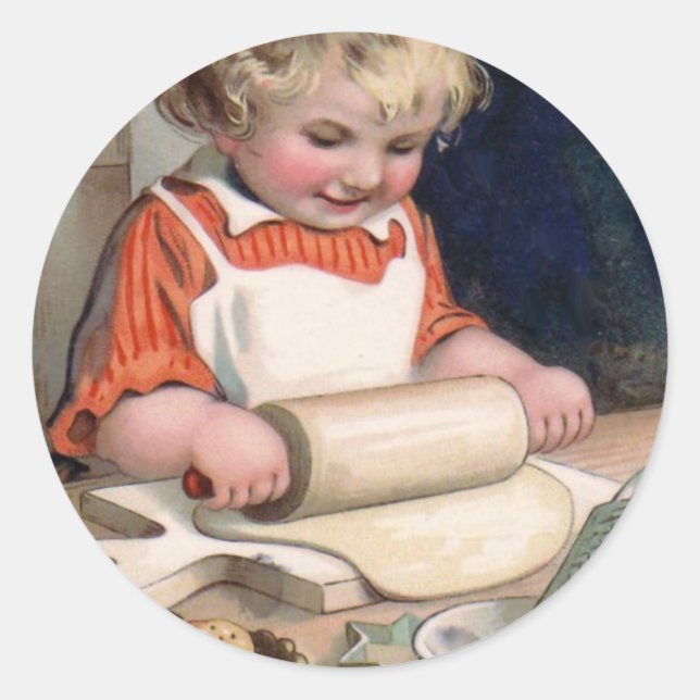 Adesivo Pequena Menina Fazendo Cookies (Frente)