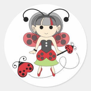 Adesivo Pequena Menina Ladybug Inseto de Linho