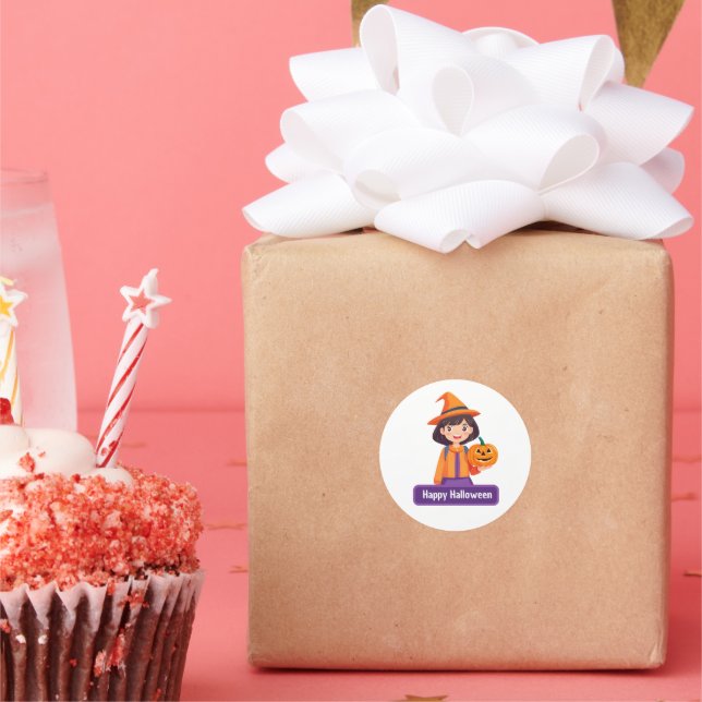 Adesivo Pequena Menina Pumpkin Trick ou Treine (Festa)