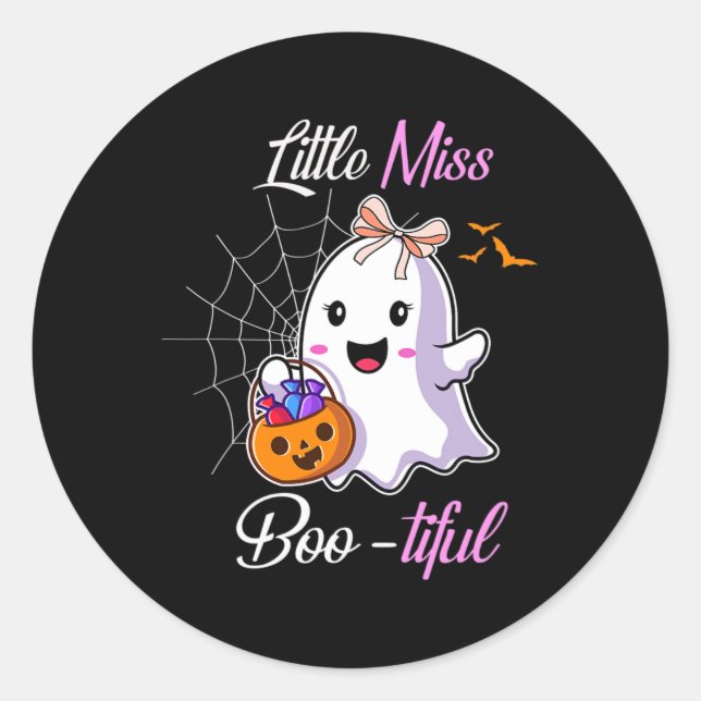 Adesivo Pequena Miss Boo Bonita Engraçada Feira de Hallowe (Frente)