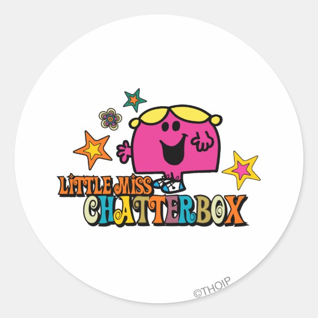 Adesivo Pequena Miss Chatterbox e Estrelas Coloridas (Frente)