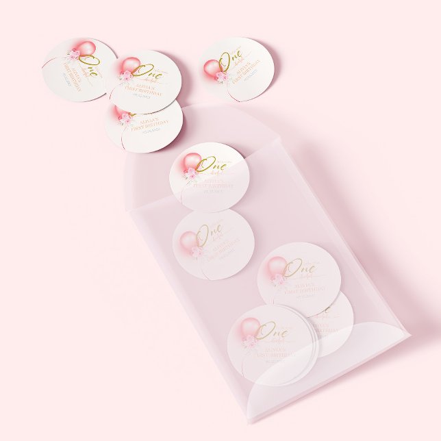 Adesivo Pequena Miss Um Balão Rosa Maravilhoso Aniversário (Criador carregado)