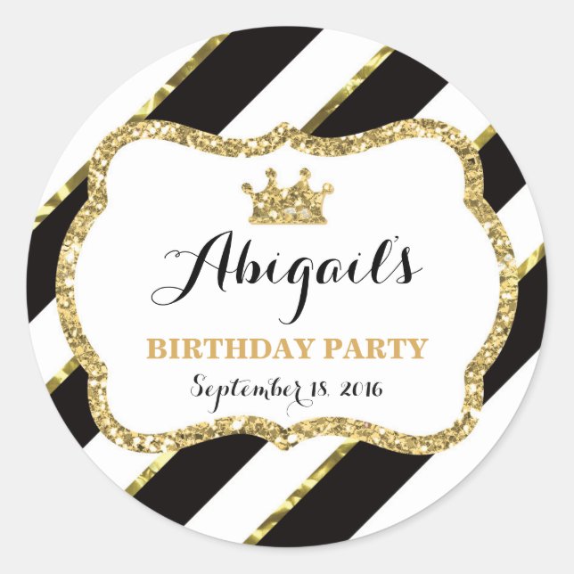 Adesivo Pequena Princesa Sticker, Preta, Dourada (Frente)