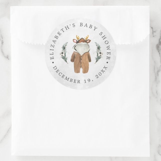 Adesivo Pequena Reindeer | Favor do Chá de fraldas de Nata (Bolsa)