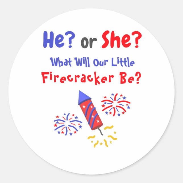 Adesivo Pequena Revelação de Gênero do Firecracker (Frente)
