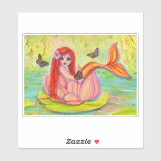 Adesivo Pequena sereia vermelha e bonita por Renee Lavoie