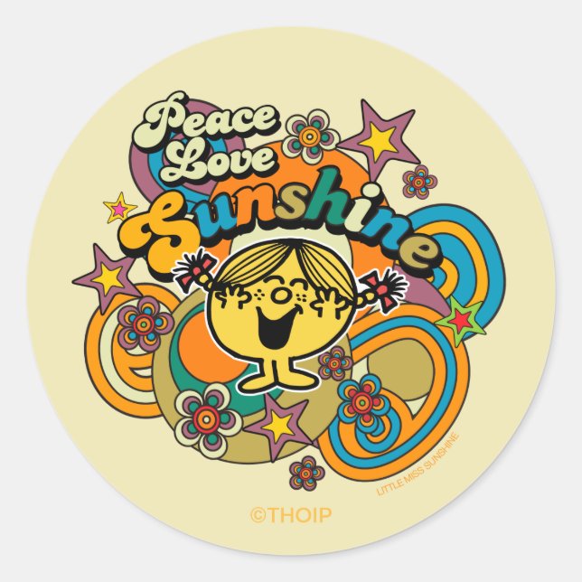 Adesivo Pequena Srta. Sunshine Peace Love Sunshine (Frente)