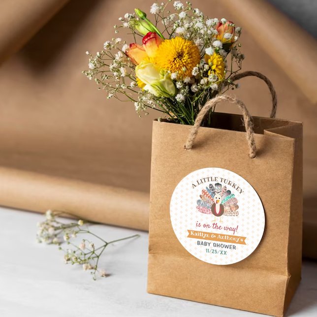 Adesivo Pequena Turquia A Caminho! Chá de fraldas de Ação  (Criador carregado)