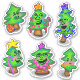 Adesivo Pequenas Árvores de Natal Felizes