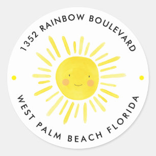 Adesivo Pequenas Crianças de Aniversário do Sol Endereço d