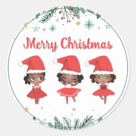 Adesivo Pequenas Meninas Natal Santa Hat Ballerinas