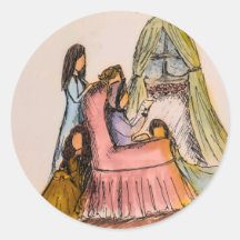 Pequenas mulheres lendo letra adesiva