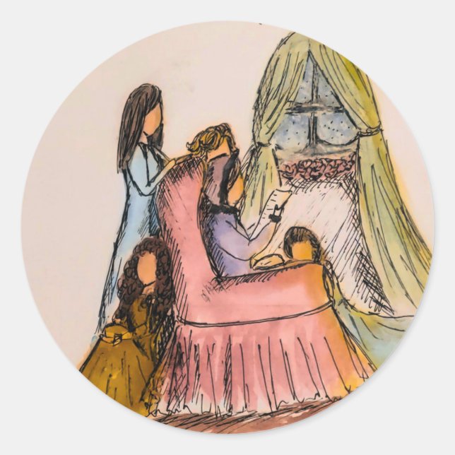 Adesivo Pequenas mulheres lendo letra adesiva (Frente)