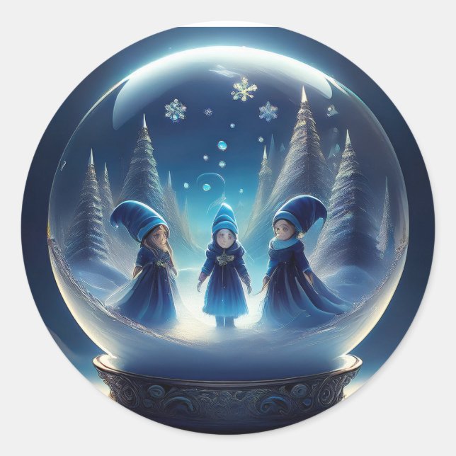 Adesivo Pequenas Pessoas Num Globo De Neve (Frente)