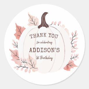 Adesivo Pequeno Aniversário De Abóbora Obrigado