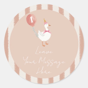 Adesivo Pequeno Bobo Goose Pink Balloon Ame sua Mensagem