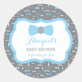 Adesivo Pequeno Chá de fraldas, Azul Bebê, Cinza