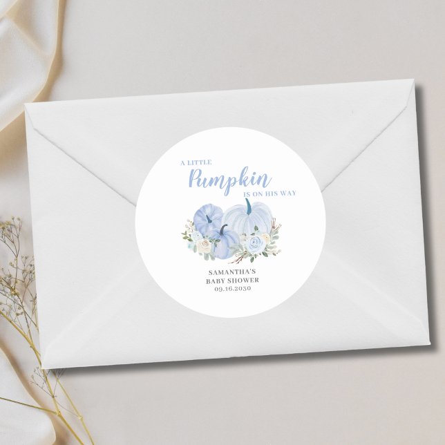 Adesivo Pequeno Chá de fraldas Azul de Abóbora (Criador carregado)